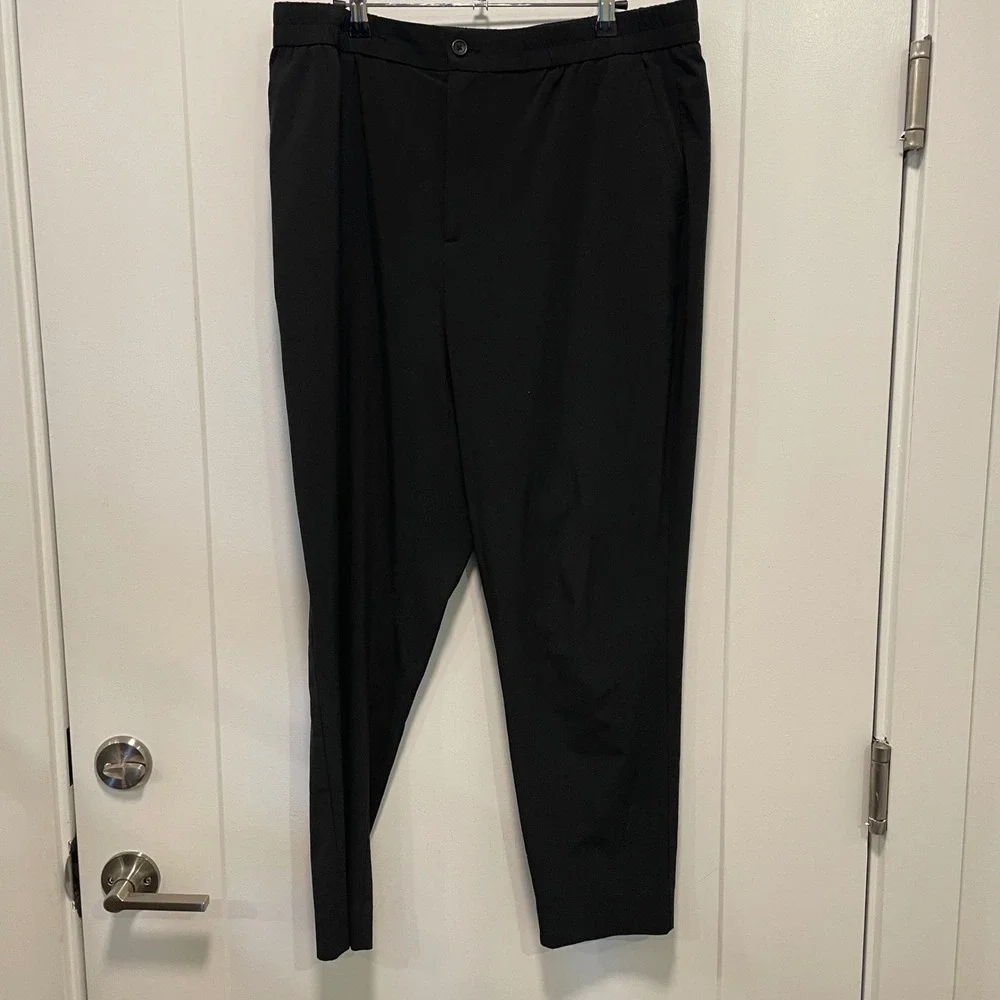 Banana Republic Mens Black Elastic Waist Tapered Trouser Pants Size L 2011